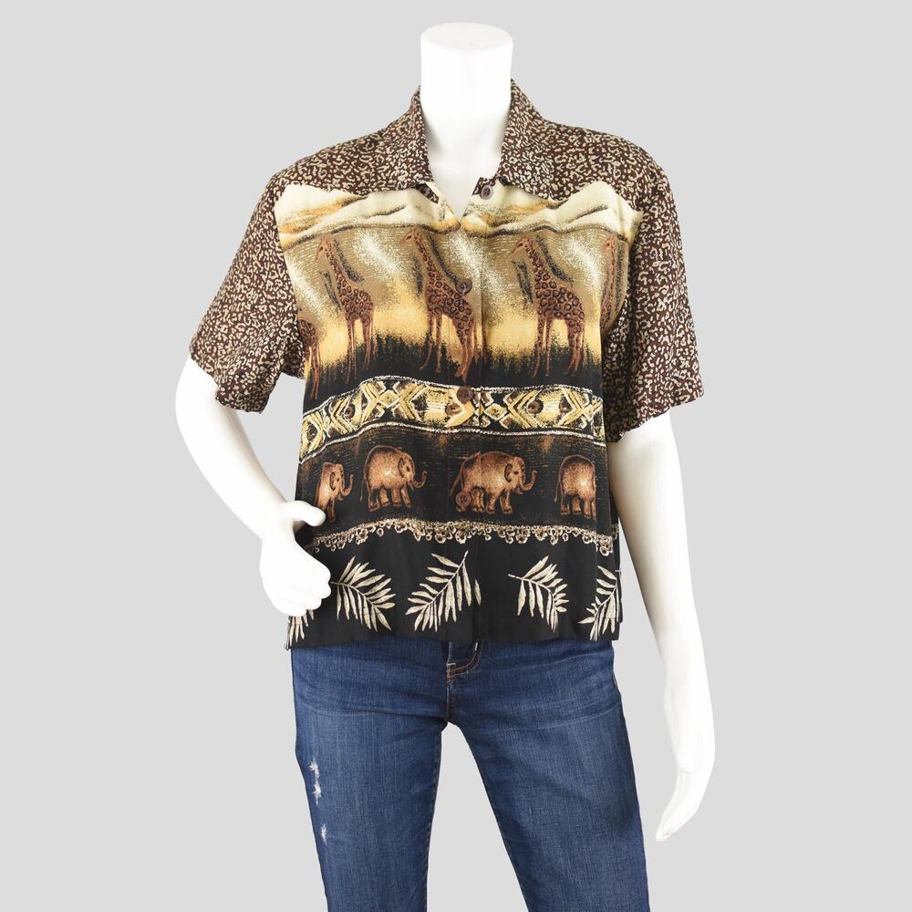 90s Safari Animal Print Novelty Shirt Women's Small